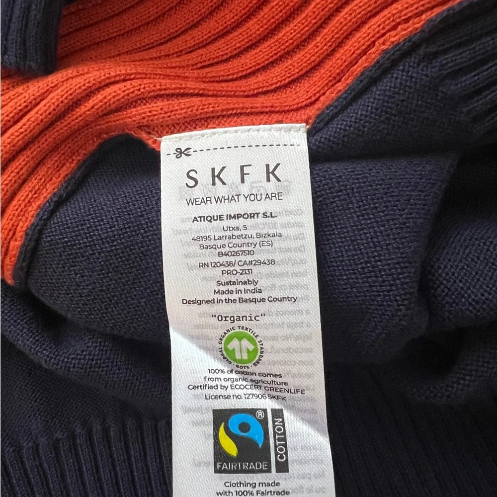 NWT SKFK Domeka Navy Organic Cotton Colorblock Sweater Dress Size 14